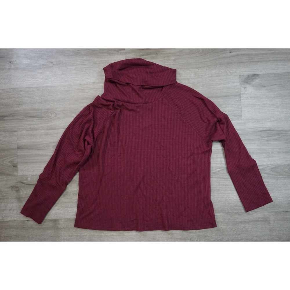 New Bobeau Lightweight Textured Knit Raglan Turtleneck Sweater Magenta Womens XL
